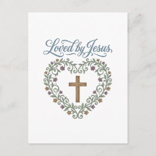 Geliebt von Jesus Florales Kreuz Christliches T-Sh Postkarte