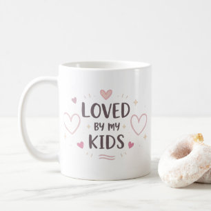 Geliebt von meinen Kindern Tasse   Rosa Herz Kaffe