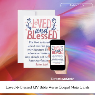 Geliebte & Gesegnete KJV Bibelvers Gospel Notizkar Einladung