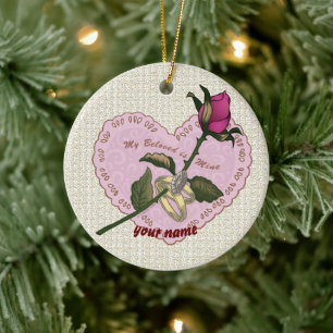 Geliebte Rose Hochzeitsfeier Keramik Ornament