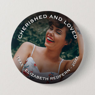 Geliebte und geliebte Gedenkfoto Beerdigung Button