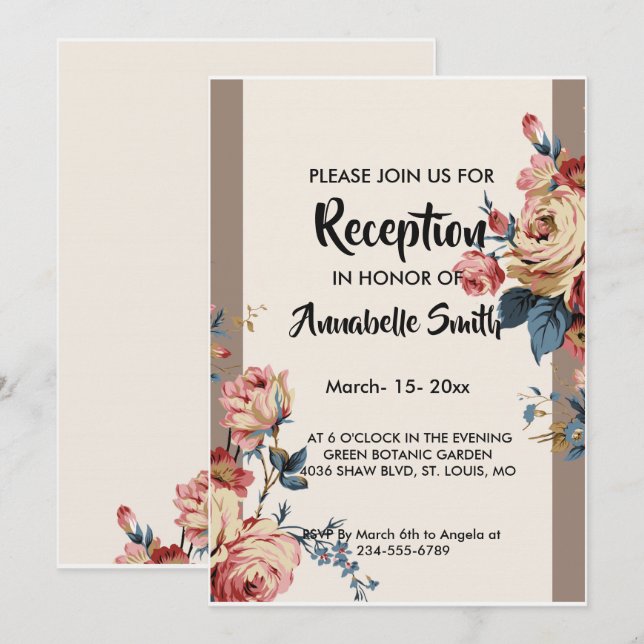 geliebter Empfang Einladung (Vorne/Hinten)