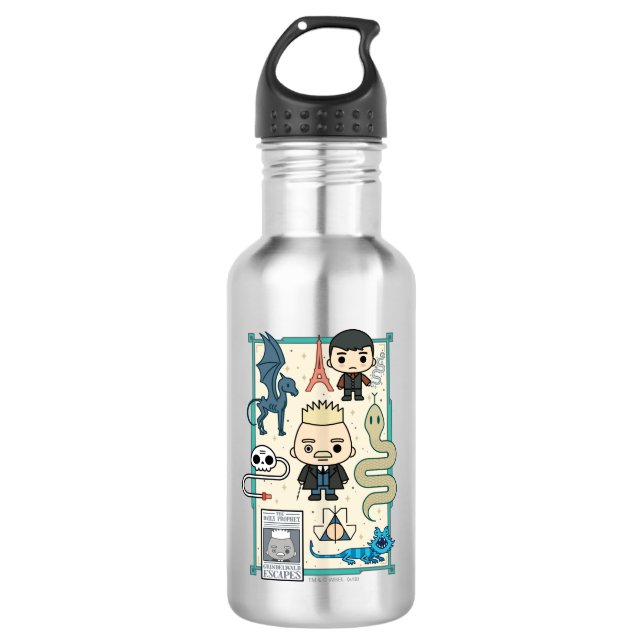GELLERT GRINDELWALD™ & Barebone-Cartoon Edelstahlflasche (Vorderseite)