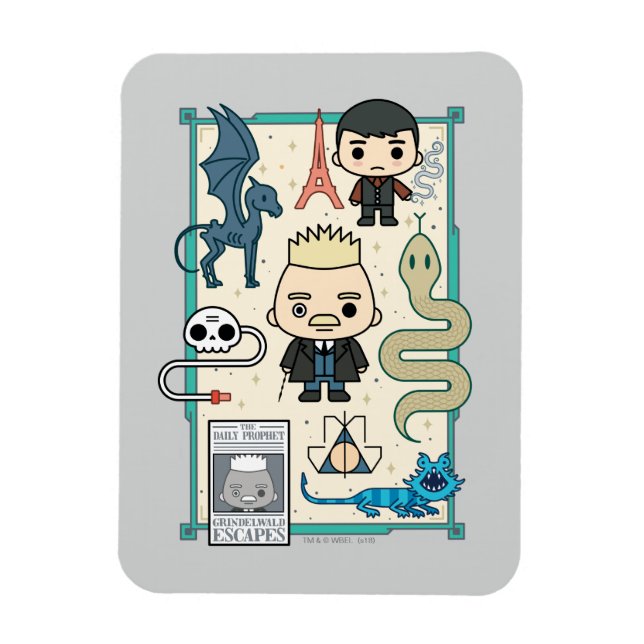 GELLERT GRINDELWALD™ & Barebone Cartoon Magnet (Vertikal)