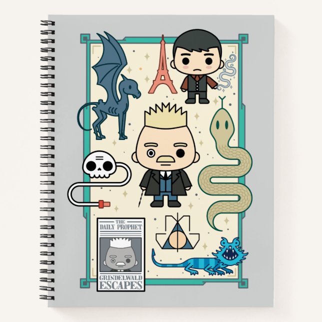 GELLERT GRINDELWALD™ & Barebone-Cartoon Notizbuch (Vorderseite)