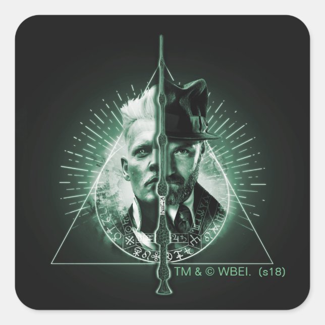 GELLERT GRINDELWALD™ Versus Dumbledor Quadratischer Aufkleber (Vorderseite)
