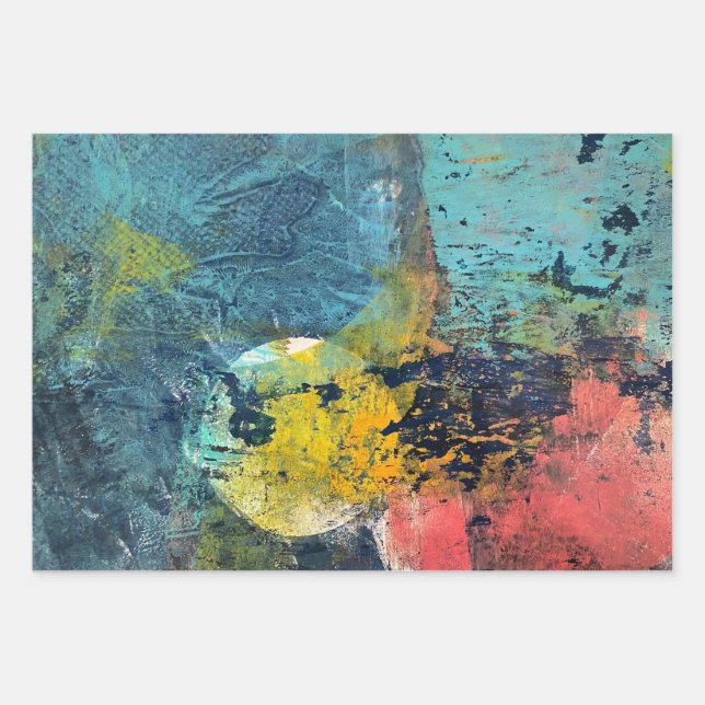 Gelli Print Wrapping Paper Set Geschenkpapier Set (Vorderseite)