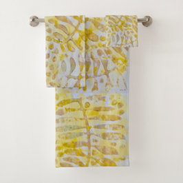 Gelli Printed Golden Blätter Badhandtuch Set