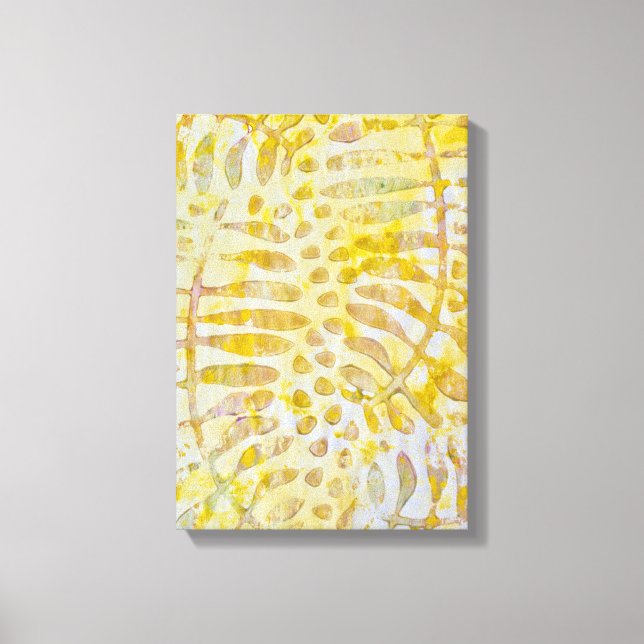 Gelli Printed Golden Blätter Leinwanddruck (Vorderseite)