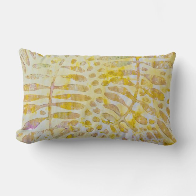Gelli Printed Golden Blätter Lendenkissen (Vorderseite)