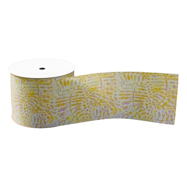 Gelli Printed Golden Blätter Ripsband (Spule)