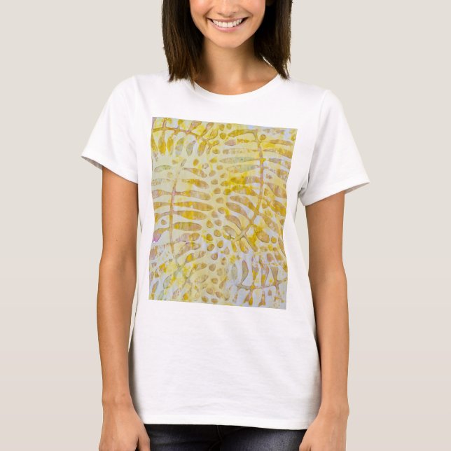 Gelli Printed Golden Blätter T-Shirt (Vorderseite)