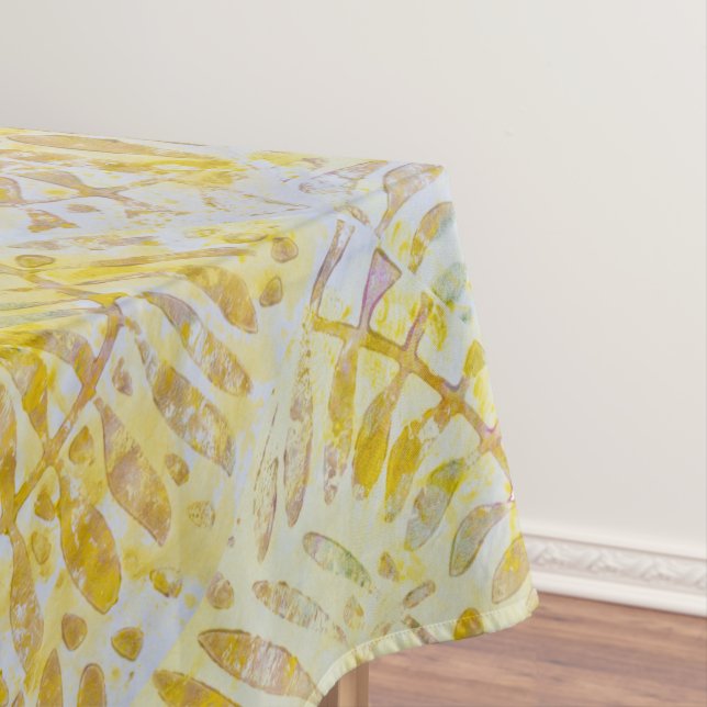 Gelli Printed Golden Blätter Tischdecke (Beispiel)