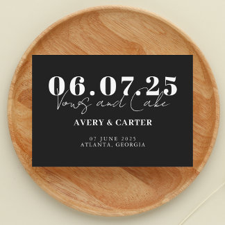 Gelübde und Kuchen Lustige Minimalistische Hochzei Save The Date