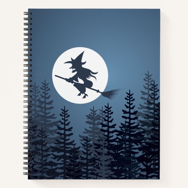 Gelukkig halloween feest. heks, volle maan. notizbuch (Vorderseite)