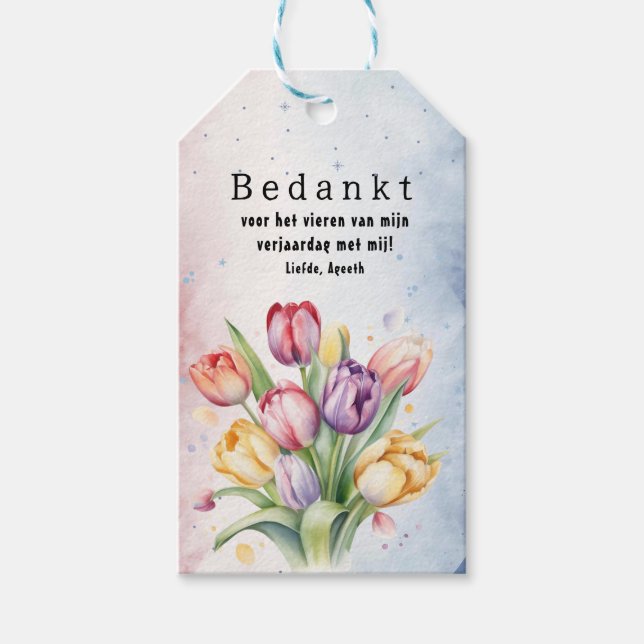 Gelukkige verjaardag geschenkanhänger (Vorderseite)