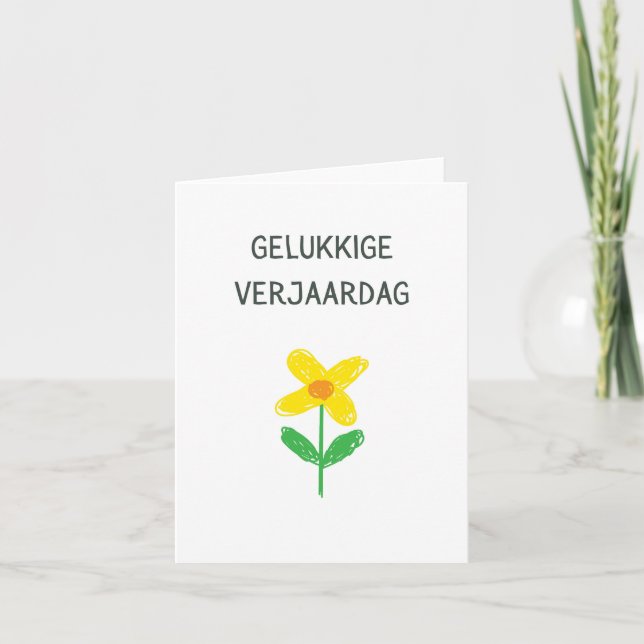 Gelukkige verjaardag, holländischer Geburtstag Karte (Vorderseite)