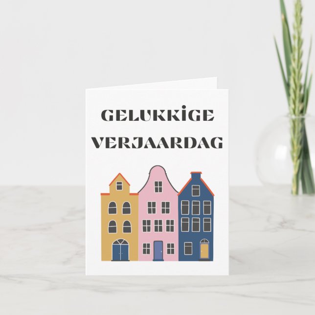 Gelukkige verjaardag, holländischer Geburtstag Karte (Vorderseite)