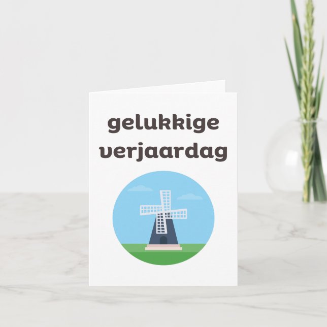 Gelukkige verjaardag, holländischer Geburtstag Karte (Vorderseite)