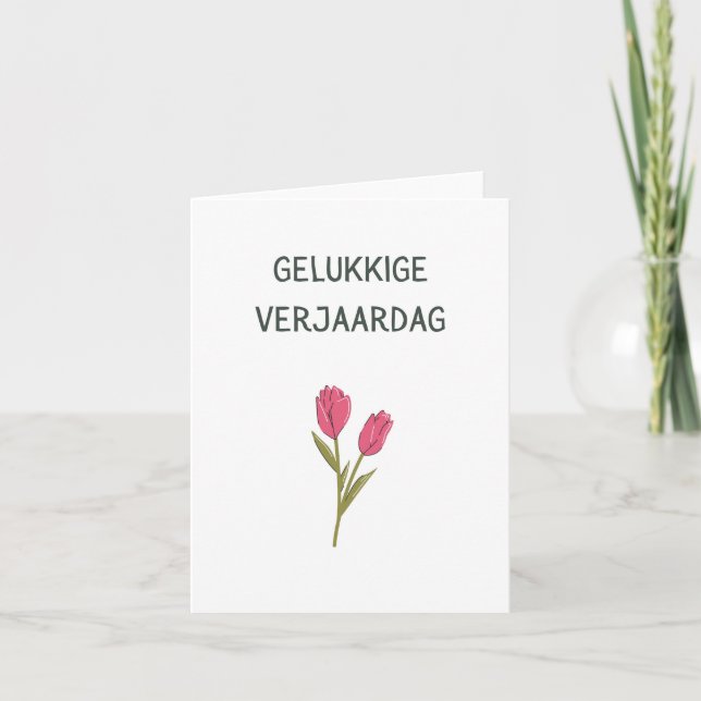 Gelukkige verjaardag, holländischer Geburtstag Karte (Vorderseite)