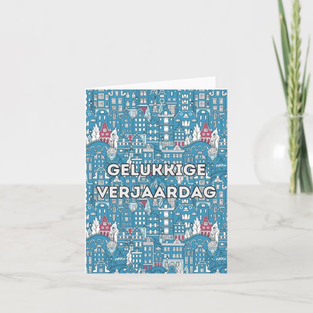 Gelukkige verjaardag, holländischer Geburtstag Karte (Vorderseite)