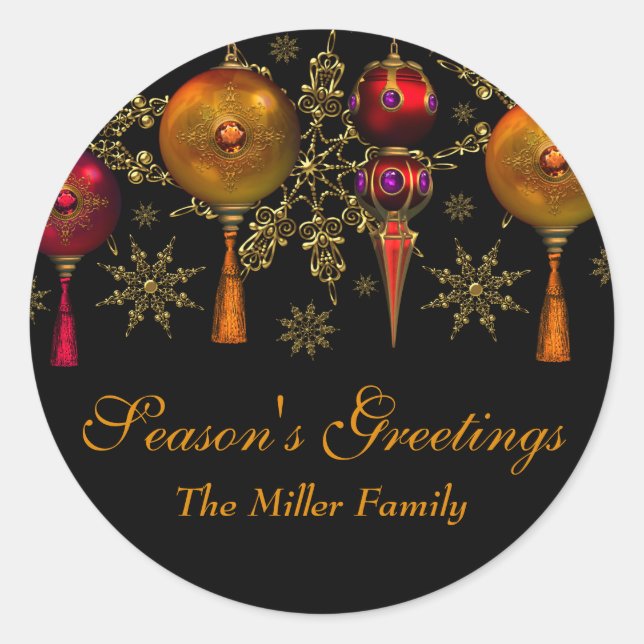 Gem Bauble Festive Season's Greetings Sticker (Vorderseite)