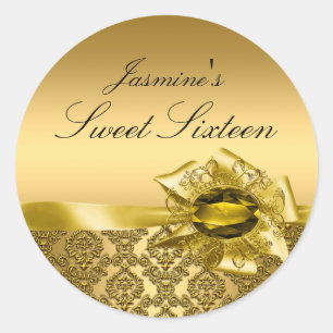 Gem & Bow Gold Sweet 16 Autocollant