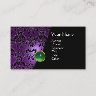 GEM DAMASK MONOGRAM Amethyst lila grün Visitenkarte
