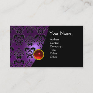 GEM DAMASK MONOGRAM Amethyst lila rot Visitenkarte