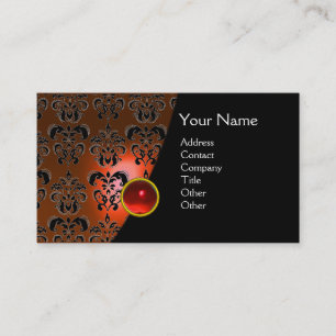 GEM DAMASK MONOGRAM Orange ruine Visitenkarte