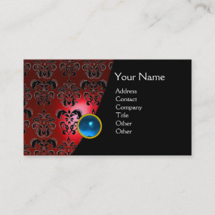 GEM DAMASK MONOGRAM Roter Topaz Visitenkarte