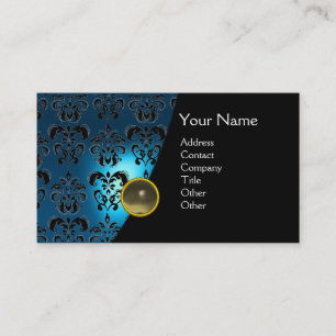 GEM DAMAST MONOGRAMM blau saphir grau Visitenkarte