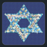 Gem dekoriert Star of David Quadratischer Aufkleber<br><div class="desc">Edelsteine und Funken,  die sich in der Form des Sterns von David füllen,  machen dies zu einem ganz besonderen Geschenk für sich selbst oder Freunde und Familie dieses Hanukkah.</div>