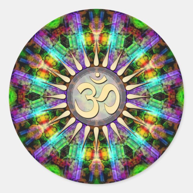 Gem Mandala Golden Om Spirituelle Art Sticker (Vorderseite)