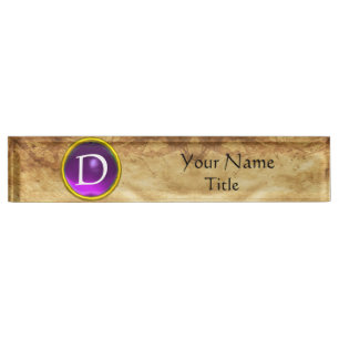 GEM MONOGRAMM ,LILA AMETHYST, Pergament Namensplakette