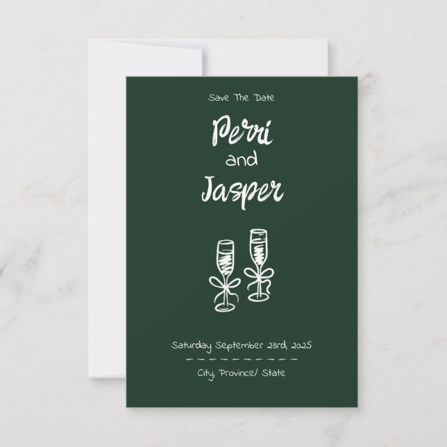 Gem & Pen Save the Date Emerald (Vorderseite)