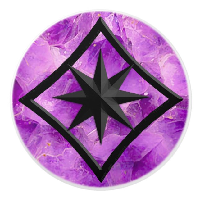 Gem Stone, Amethyst & Black Onyx Ornament Keramikknauf (Vorderseite)