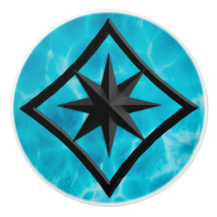 Gem Stone, Blue Larimar & Black Onyx Ornament Keramikknauf