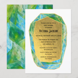 Gem Stone Gold Geometric Crystal Baby Shower Einladung
