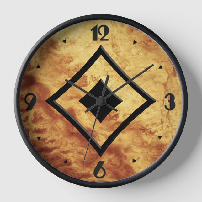 Gem Stone Muster, Gold Tiger Eye & Black Onyx Uhr (Vorderseite)