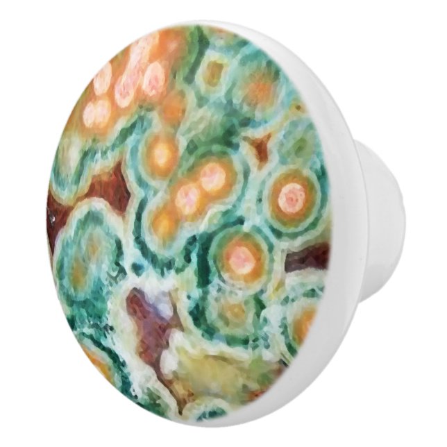 Gem Stone Muster, Ocean Jasper, Green und Multi Keramikknauf (Rechts)