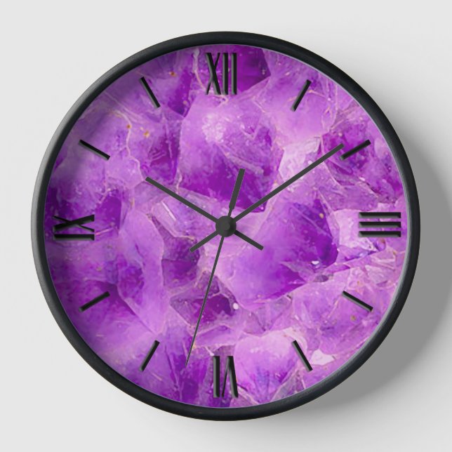 Gem Stone Pattern, Amethyst Crystal Uhr (Vorderseite)