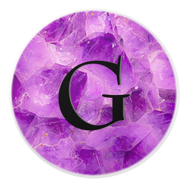 Gem Stone Pattern, Amethyst und Black Onyx Keramikknauf (Vorderseite)