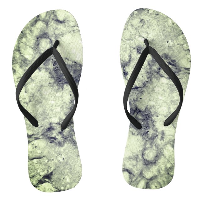 Gem Stone Pattern, Graue/graue und schwarze Marmor Flip Flops (Fußbett)