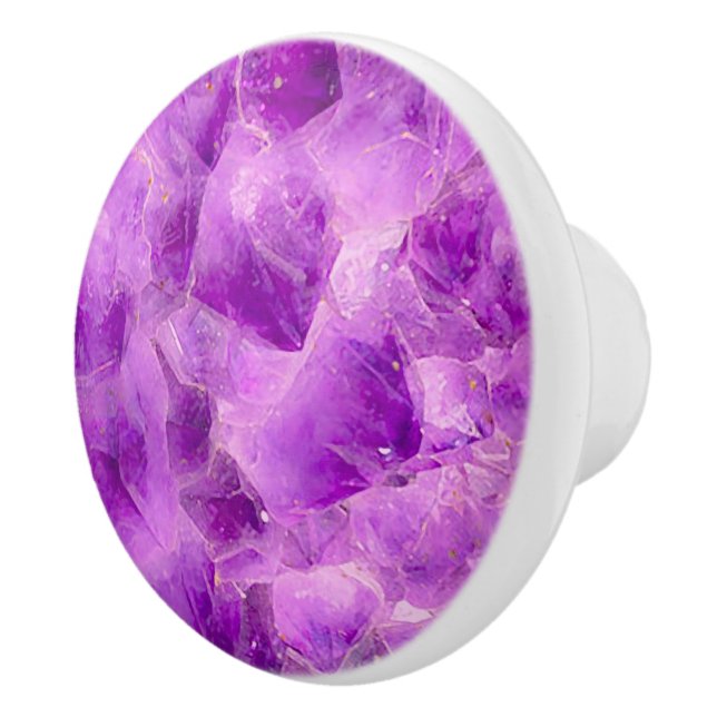 Gem Stone Pattern, Lila Amethyst Keramikknauf (Rechts)