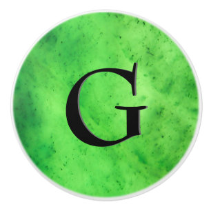 Gem Stone Pattern, Limettengrüne Jade & Black Onyx Keramikknauf