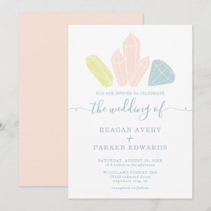 Gem Stones Elegant Pastel Wedding Einladung