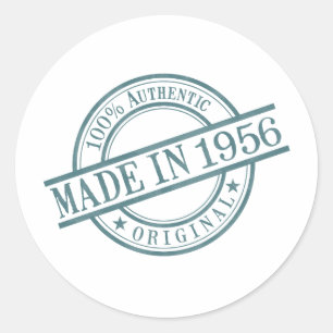Gemacht im Jahre 1956 ringsum Briefmarken-Art-Logo Runder Aufkleber