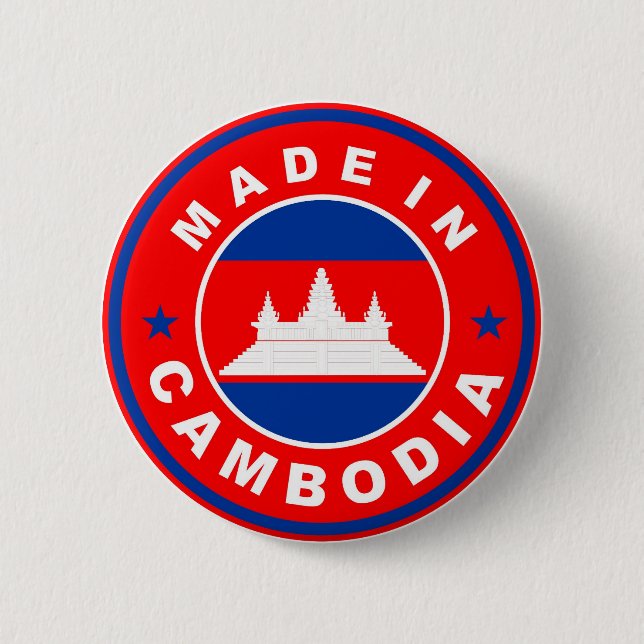 gemacht im Kambodscha-Landesflaggeproduktaufkleber Button (Vorderseite)
