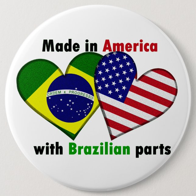 gemacht in Amerika mit brazilin Teilen Button (Vorderseite)